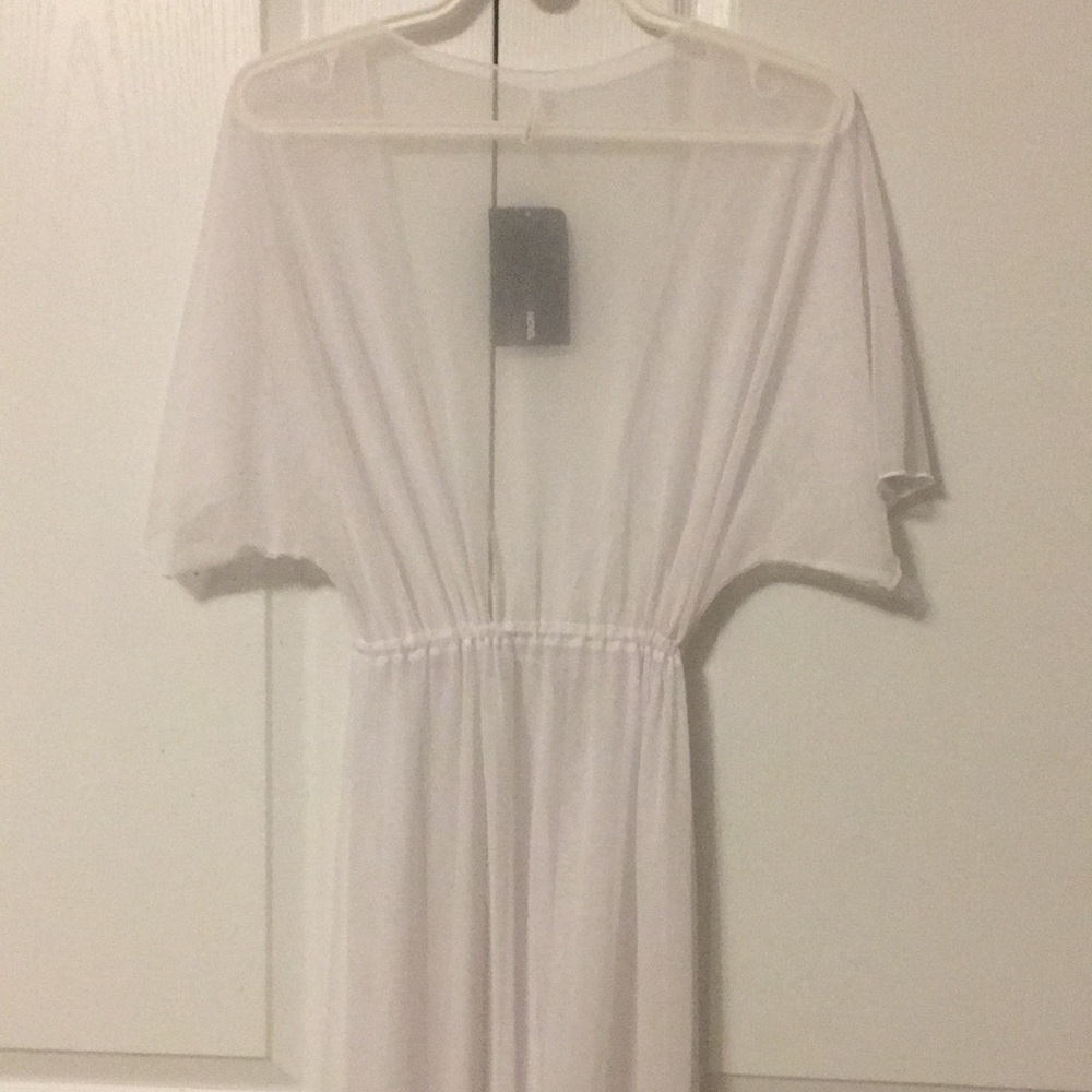 Fashion Nova White Mesh Sheer Maxi Beach Cover Up Dress XS - Picture 3 of 13